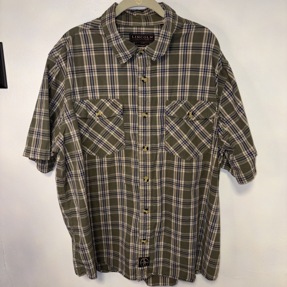 Lincoln Outfitters Shirt Mens 3XL Plaid Short Sleeve Foreman Fit Button Front